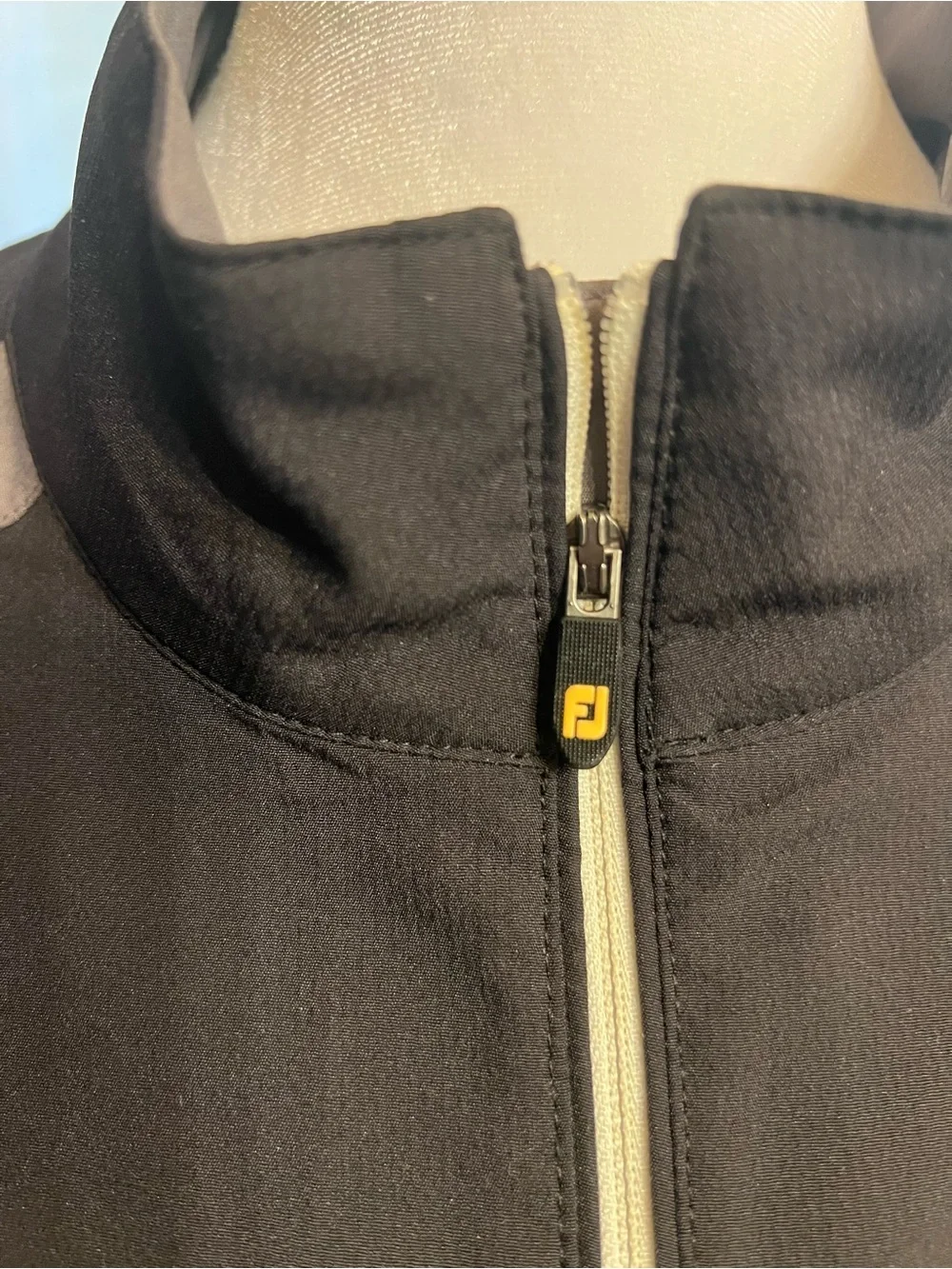FootJoy Mens Large 1/4 Zip Short Sleeve Golf Windbreaker Jacket Black Gray L